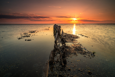 Caribische zonsondergang op het deense wad