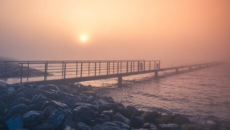 Steiger in de ochtend mist