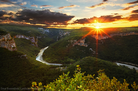 Gorges de l'Ardèche zonsondergang