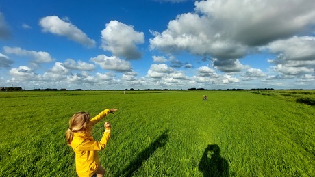 Het weiland opzoeken.