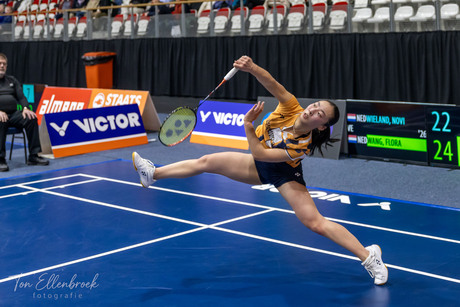 Flora Wang bij NK Badminton in Almere