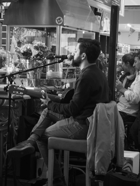 A small cafe, they come to hear you play