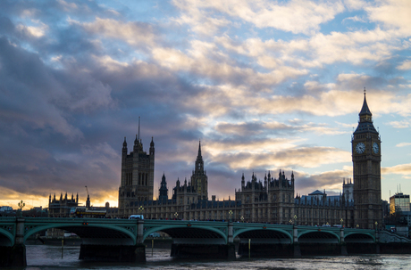 Big Ben met zonsondergang