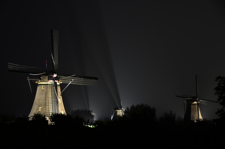 Verlichte molens te Kinderdijk