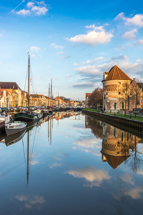 Grachten in de oude binnenstad van Zwolle