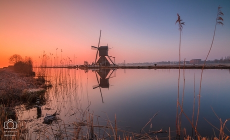 Colorful morning in Kinderdijk