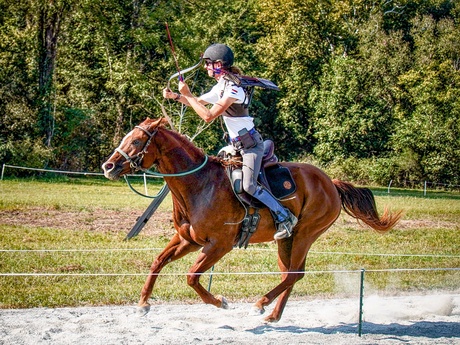 WK boogschieten te paard: Siem en Chilli
