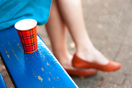 Blue skirt, Red cup
