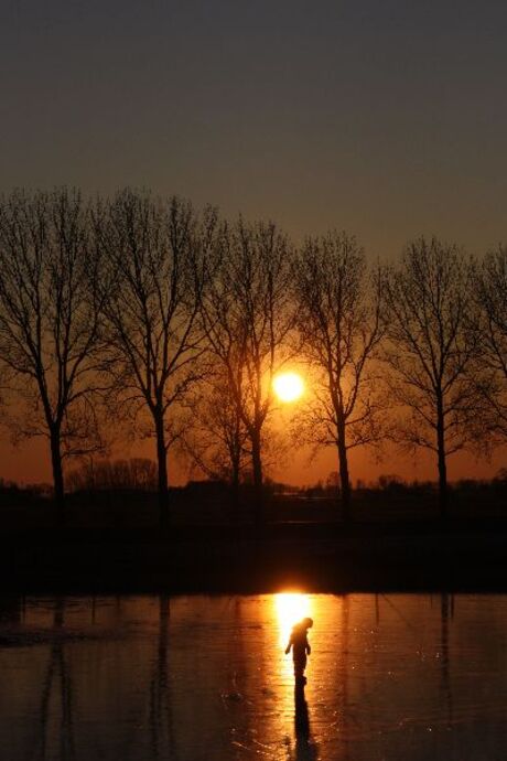 zonsondergang op ijs