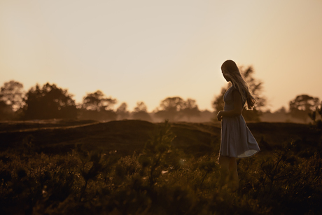 Zonsondergang op de heide