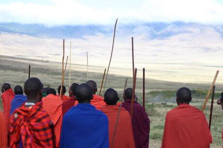 Masai people in their beautiful environment