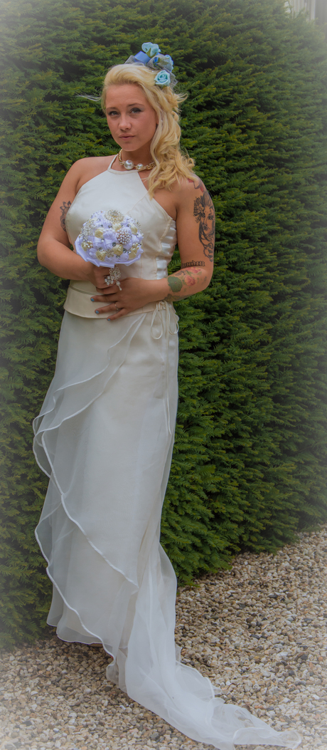 Bride in the white wedding dress