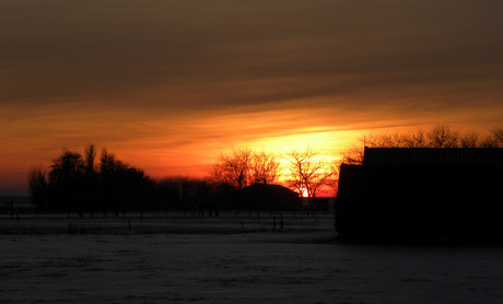 Winterse zonsondergang