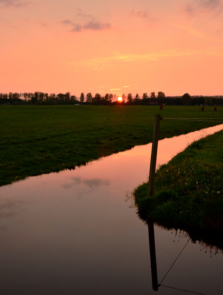 zonsondergang op het platte land