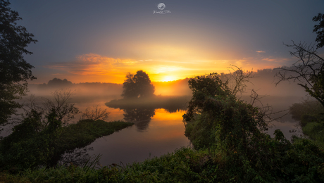 "Charm of the Sunrise Over the Gwda River"