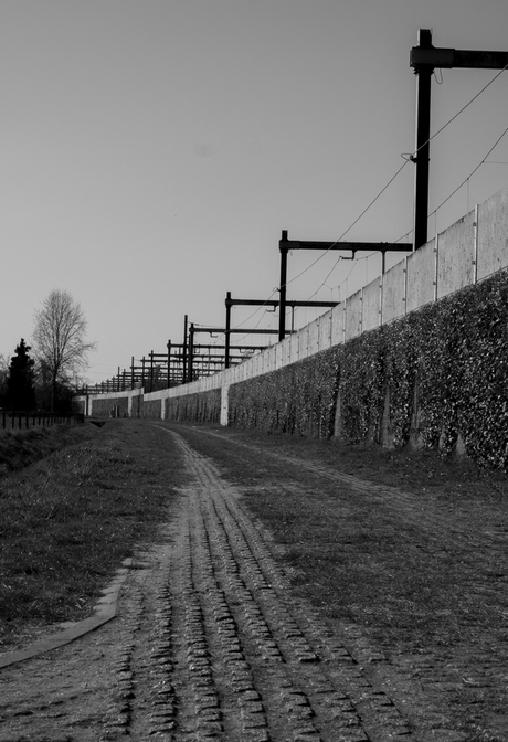 Naast het spoor.