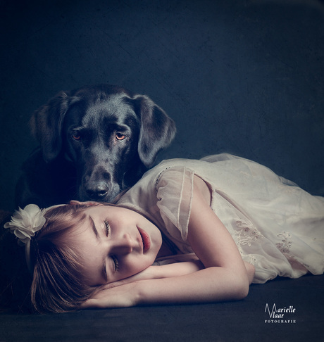 Love between child and dog