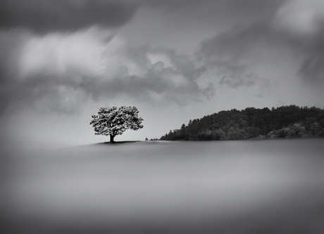 Mistige landschap in de heuvels 