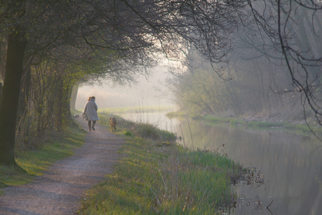 Walking the dog.