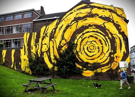  muurschilderingen aan schoolgebouw 