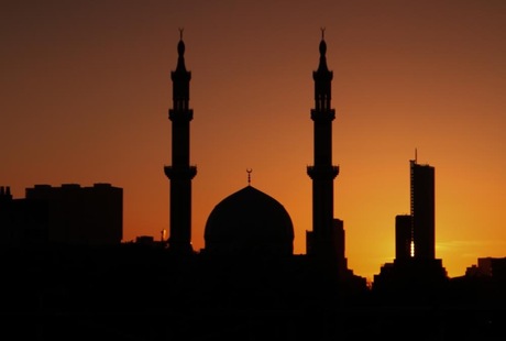 Moskee en sunset