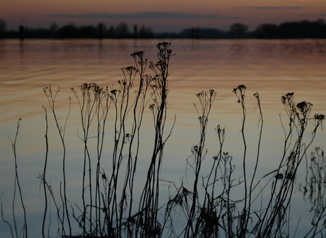 zonsondergang bij hoogwater