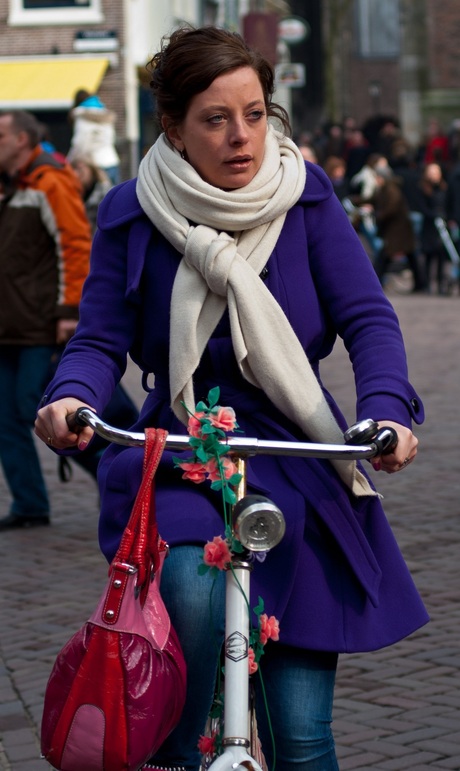 The lady on the bicycle