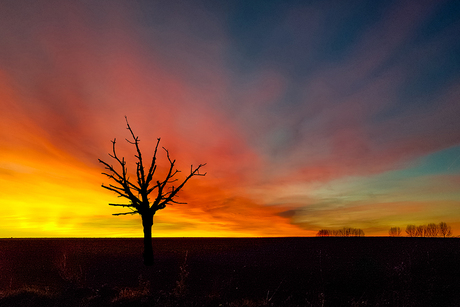 Zonsondergang op een mooie herfstdag