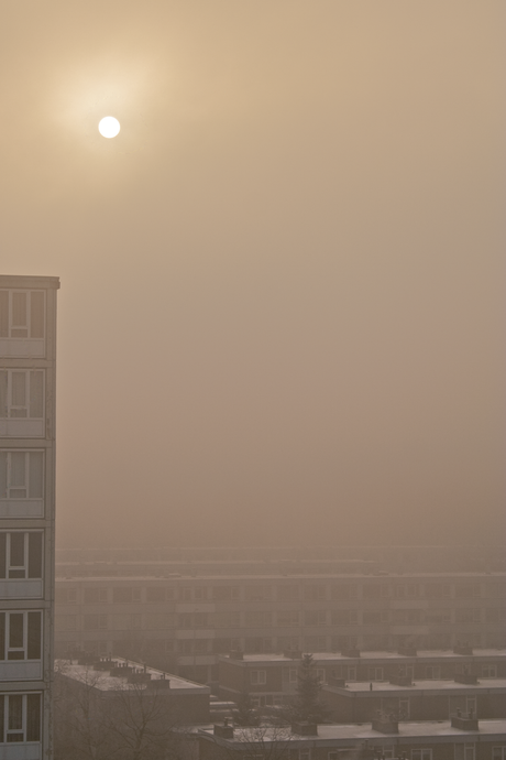 Overvecht in de mist