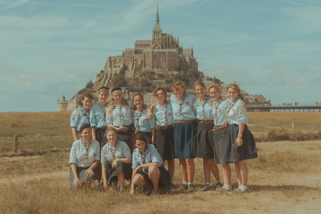 Scouting group at Mont St. Michel