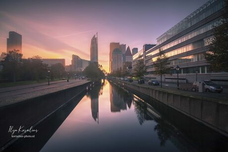 Foggy sunrise in The Hague 