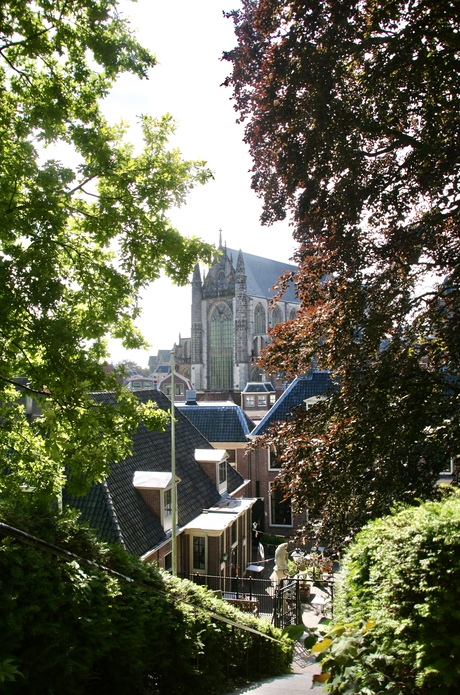 Doorkijkje van af fr Burcht in Leiden