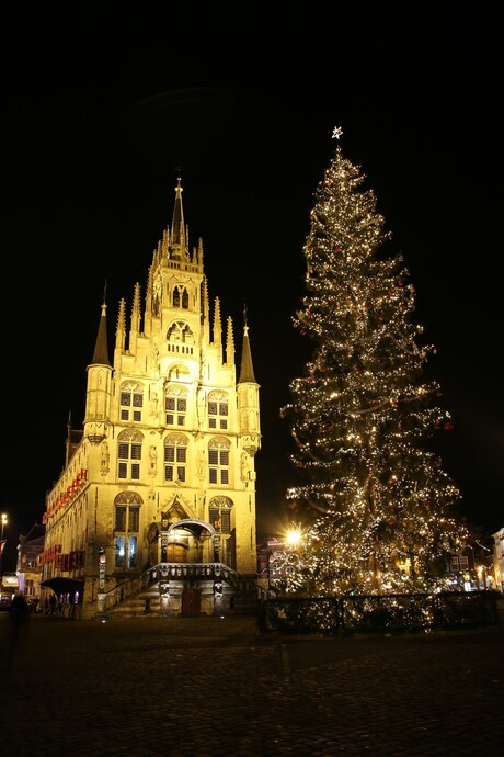 Stadhuis Gouda bij nacht