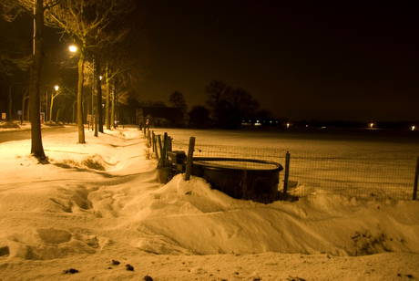 Nachtopname in de sneeuw