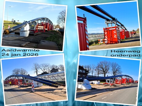 Collage  Aardwarmte Project   warmte leidingen onderpad Maasdijk  Heenweg 24 jan 2026  