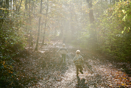 Herfst, spelende kinderen