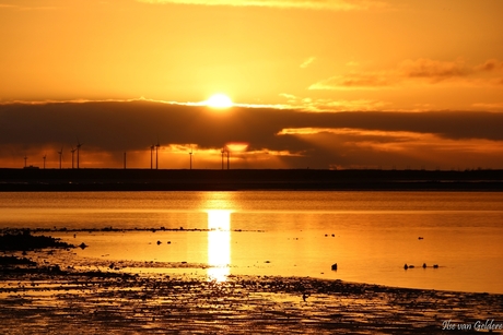 Zonsondergang in Januari