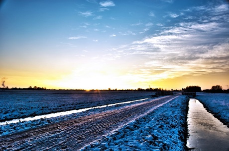 Koude zonsondergang