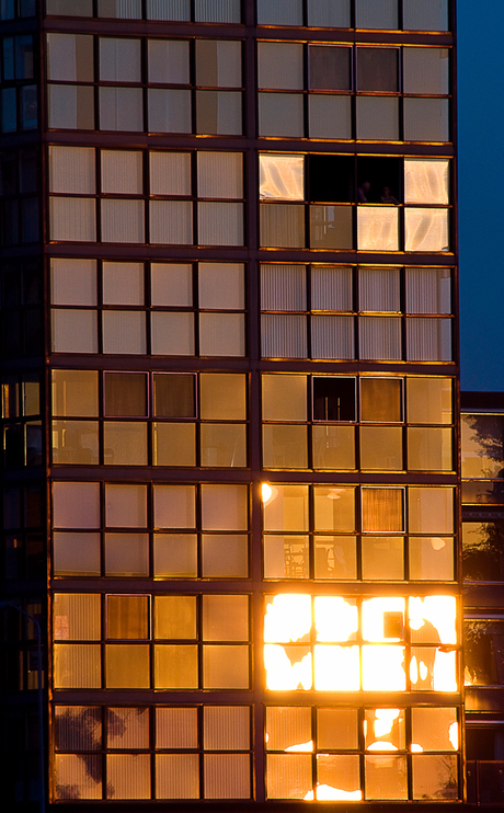 Zonsondergang in de stad