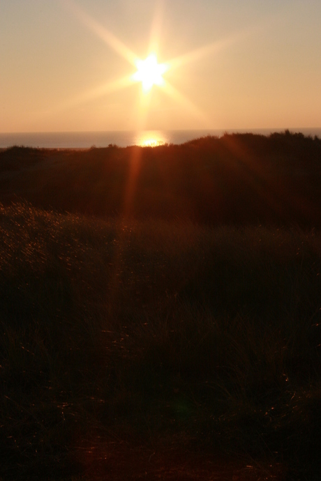 Zonsondergang in de duinen/zee