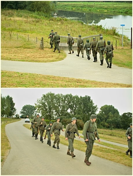 Oefenen reenactors Duitse Soldaten.