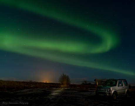 Noorderlicht boven de Jimny