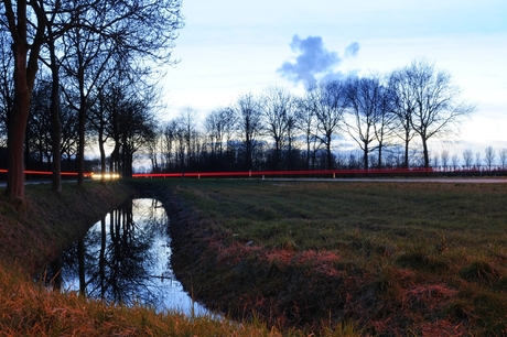 Rood Wit Rood bij zondsondergang