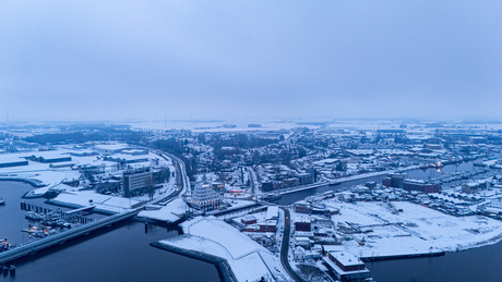 overzicht in de sneeuw.