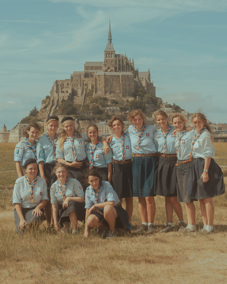 Scouting group at Mont St. Michel