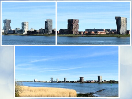 Collage  Rozenburg  langs Het Scheur uitz  op Maassluis Het Balkon  5 app gebouwen  7 april 2026  