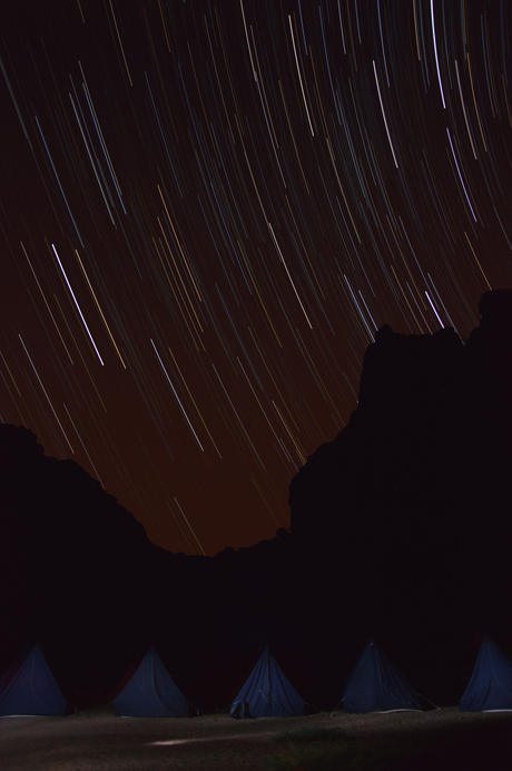 Startrail nigth in the Desert