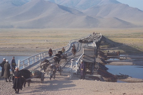 crossing the bridge in Mongolia