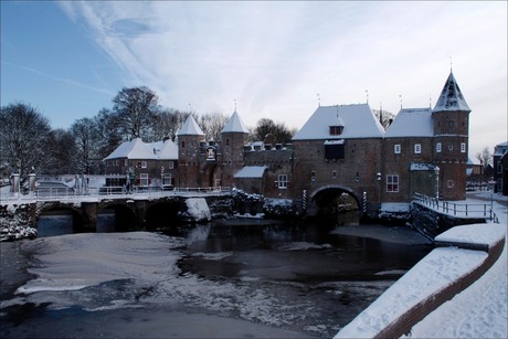 De koppelpoort bedekt met dekentje sneeuw..