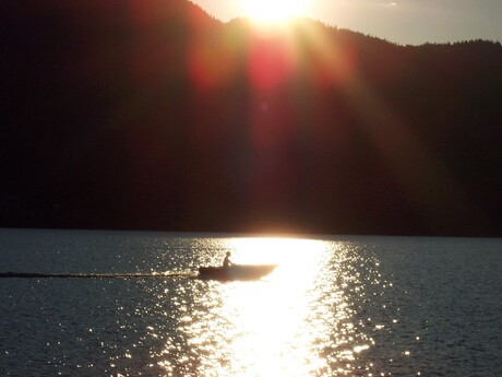 Sunset motorboat